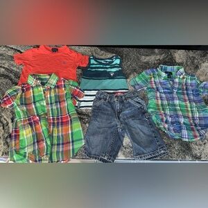 5 piece Polo Ralph Lauren Colorful Plaid Kids Button-Down Shirt LRG